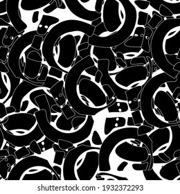 Seamless monochrome pattern of abstract elements
