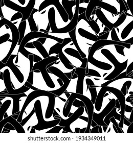 Seamless monochrome pattern of abstract elements