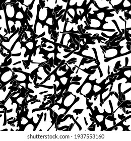 Seamless monochrome pattern of abstract elements