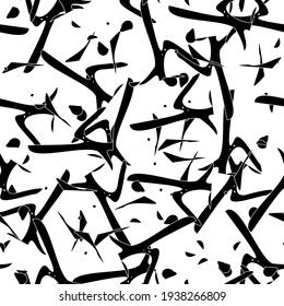 Seamless monochrome pattern of abstract elements