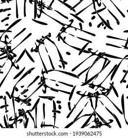 Seamless monochrome pattern of abstract elements. Чёрно белый гранж фон