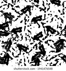 Seamless monochrome pattern of abstract elements