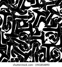 Seamless monochrome pattern of abstract elements