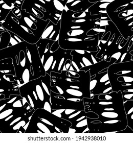 Seamless monochrome pattern of abstract elements. Чёрно белый гранж фон