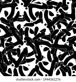 Seamless monochrome pattern of abstract elements