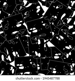 Seamless monochrome pattern of abstract elements