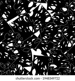 Seamless monochrome pattern of abstract elements