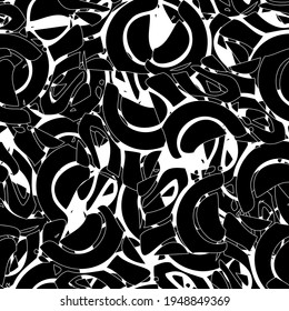Seamless monochrome pattern of abstract elements