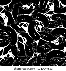Seamless monochrome pattern of abstract elements