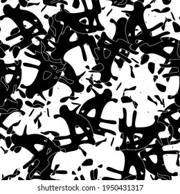 Seamless monochrome pattern of abstract elements