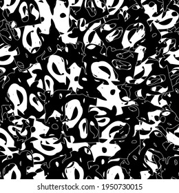 Seamless monochrome pattern of abstract elements