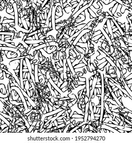 Seamless monochrome pattern of abstract elements