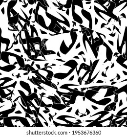 Seamless monochrome pattern of abstract elements