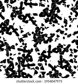 Seamless monochrome pattern of abstract elements