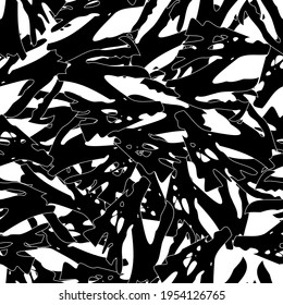 Seamless monochrome pattern of abstract elements