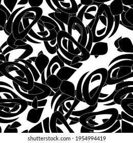 Seamless monochrome pattern of abstract elements