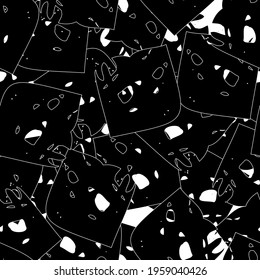 Seamless monochrome pattern of abstract elements