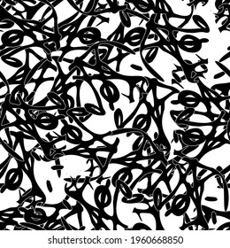 Seamless monochrome pattern of abstract elements