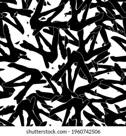 Seamless monochrome pattern of abstract elements