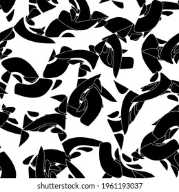 Seamless monochrome pattern of abstract elements