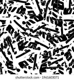 Seamless monochrome pattern of abstract elements