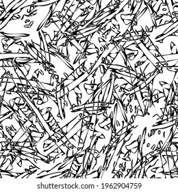 Seamless monochrome pattern of abstract elements