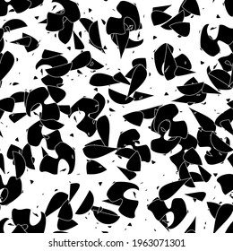 Seamless monochrome pattern of abstract elements