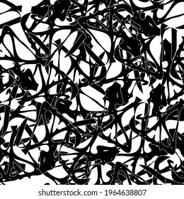 Seamless monochrome pattern of abstract elements