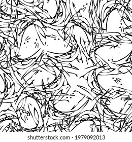Seamless monochrome pattern of abstract elements. Чёрно белый гранж фон