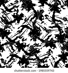Seamless monochrome pattern of abstract elements. Чёрно белый гранж фон