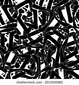 Seamless monochrome pattern of abstract elements. Чёрно белый гранж фон