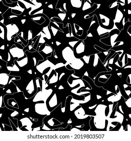 Seamless monochrome pattern of abstract elements. Чёрно белый гранж фон