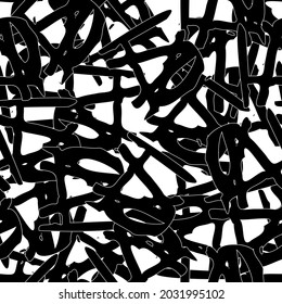 Seamless monochrome pattern of abstract elements. Чёрно белый гранж фон