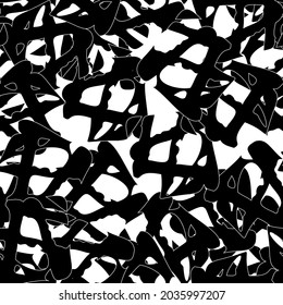 Seamless monochrome pattern of abstract elements. Чёрно белый гранж фон