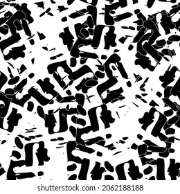 Seamless monochrome pattern of abstract elements. Чёрно белый гранж фон