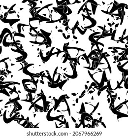 Seamless monochrome pattern of abstract elements. Чёрно белый гранж фон