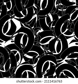 Seamless monochrome pattern of abstract elements. Чёрно белый гранж фон