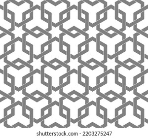 Nahtlose monochrome Muster, abstraktes geometrisches, sich wiederholendes Design, Vektorgrafik.