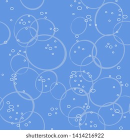 Seamless monochrome pattern with abstract linear ellipses and bubbles. 