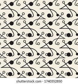 seamless monochrome pattern background with curlve line and dot