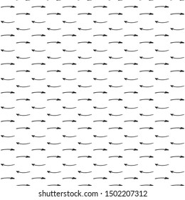 Seamless monochrome pattern with black curved arrows. Black and white vector illustration.
