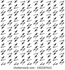 Seamless monochrome pattern with black curved arrows. Black and white vector illustration.

