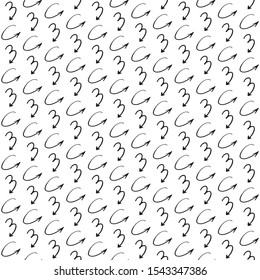 Seamless monochrome pattern with black curved arrows. Black and white vector illustration.
