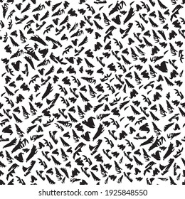 Seamless monochrome pattern of black elements on a white background. For textiles, wallpapers and backgrounds.