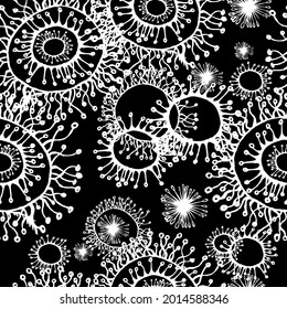 Seamless monochrome pattern from circles handmade. vector illustration