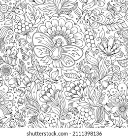  Seamless Monochrome Pattern for coloring book