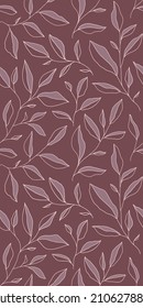 Seamless monochrome pattern with doodle leaves. Vector floral background with stylized tree branches. Hand drawn design elements for fabric, print, cover, banner, invitation.