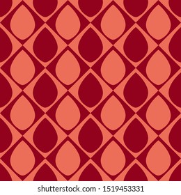 Seamless monochrome pattern with drop-shaped geometric elements.