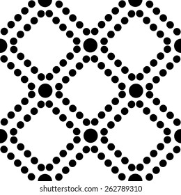 Seamless monochrome pattern. Endless, repeating tile, swatch fill of doted rhombus shapes on white background wallpaper wrapping paper texture. Simple geometrical shapes. Eps 8 vector illustration