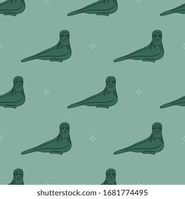 Seamless monochrome pattern with fantastic Siren birds. Ancient Greek mythological motif.